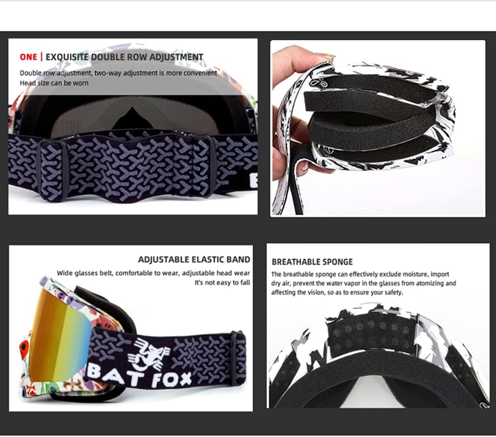 Black and Gold Zsling OTG Ski Snow Goggles, UV Protection Anti Fog Snowboard Goggles for Men Women Youth